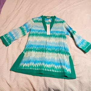 Linen Blend Tunic Resort Wear Coadtal Grandma Size Small‎